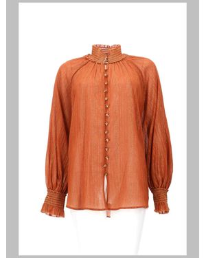 Zimmermann Metallic Thread Cotton-Silk Shirt - Orange