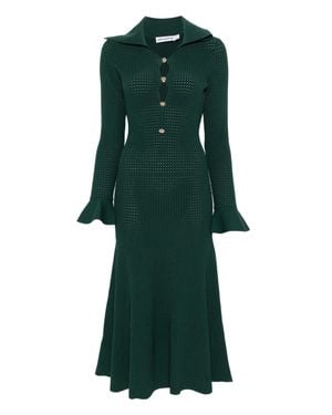 Self-Portrait Keyhole Knit Midi Dress - Green