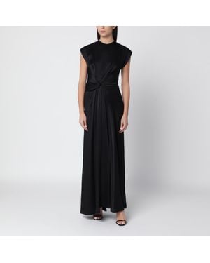 Victoria Beckham Aria Gown Long Satin Slip Dress With Refined Draping - Black