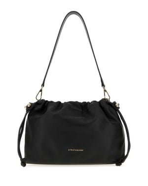 Strathberry Charlotte Mini Nappa Leather Midi Clutch With Shoulder Strap - Black