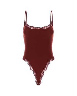Skims Stretch Nylon Bodysuit - Red