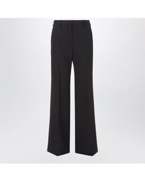 Fendi Tailored Virgin Wool Pants With Pressed Creases - Black