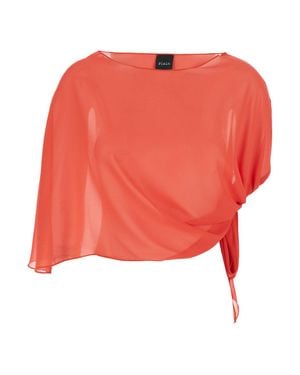 Le Plain Tech Fabric Semi-Transparent Stole With Side Knot Closure - Red