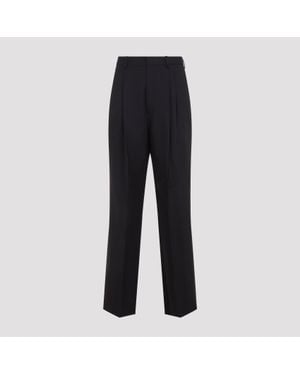 Dries Van Noten Panrom Straight Wool Pants - Black