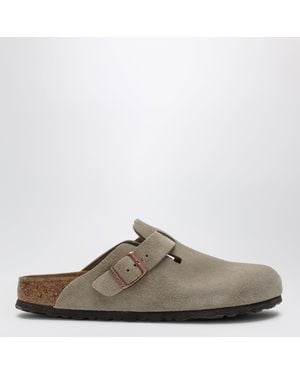 Birkenstock Boston Suede Mini Sandals With Adjustable Side Buckle - Brown
