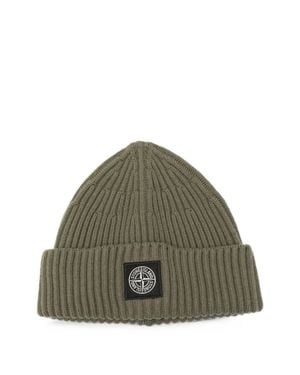 Stone Island Virgin Wool Compass Logo Patch Cuff - Green