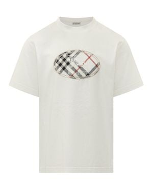 Burberry Ovale Check T-Shirt - Gray