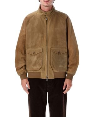 Baracuta Zip-Up Bomber Jacket With Stand Collar And Flap Pockets - Brown