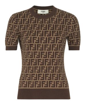 Fendi Stretch Cotton Sweat Sweater - Brown