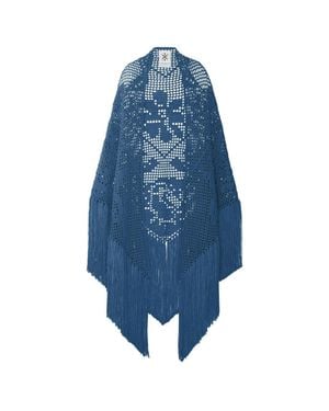 Chiara Is Peony Merino Wool V-Neck Mini Dress With Back Zip - Blue