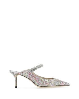 Jimmy Choo Bing 65 Embellished Leather Flat Pumps - White