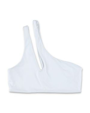 Let's Swim Teardrop Cut-Out Nne Shoulder Bikini Top - White