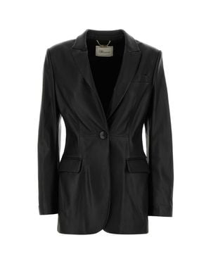 Blumarine Lamb Leather Blazer With Stretch Lining - Black