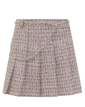 Self-Portrait Mini Tweed Skirt - Brown