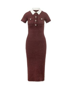 Self-Portrait Knit Midi Dress - Red