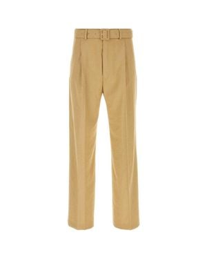 Dries Van Noten Camel Viscose Blend Pant - Natural