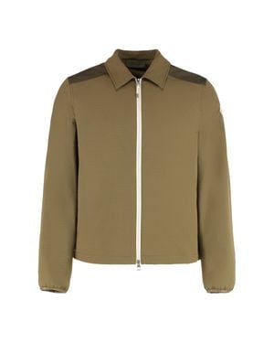 Moncler Quilted Seersucker Shirt With Zip Shell: Polyamide - Green