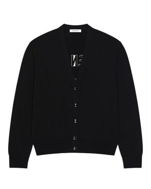 Givenchy V-Neck Cotton Knit Cardigan With Contrast Intarsia Back - Black