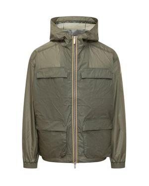 K-Way Lightweight Jacket With Hood And Functional Pockets - Green