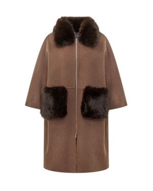 Ava Adore Overcoat With Zip Front - Brown