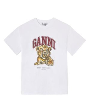 Ganni Baby Tiger Organic Cotton T-Shirt - White