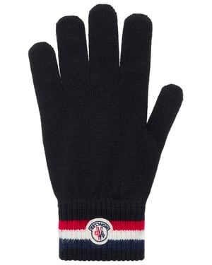 Moncler Tricolor Wool Gloves - Blue