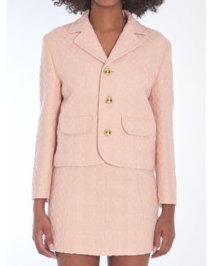 Celine Wool Blend Cropped Jacket - Pink