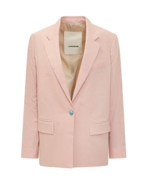 A PAPER KID Mini Linen Jacket With Single Reverse Button - Pink