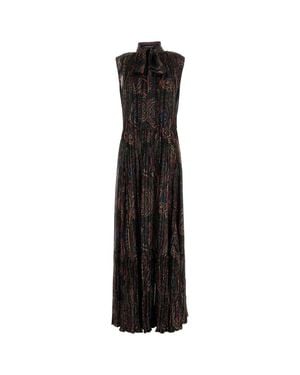 Saint Laurent Silk Blend Long Dress - Black