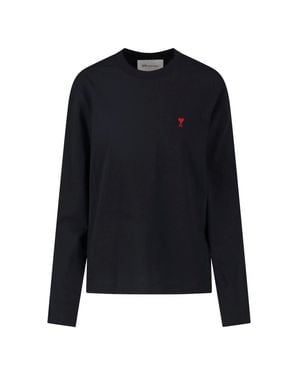 Ami Paris Organic Cotton Logo T-Shirt - Blue