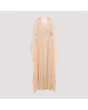 Alberta Ferretti Chiffon Long Dress - Natural