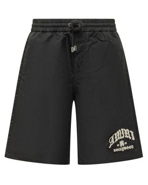 Amiri Mini Shorts With Front Embroidery - Black