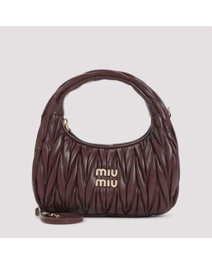 Miu Miu Wander Matelassé Nappa Leather Small Hobo Bag - Brown