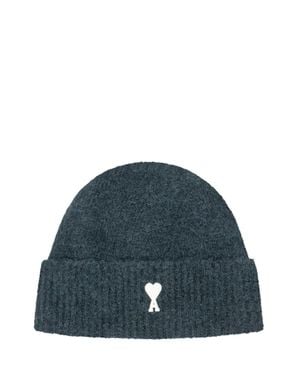 Ami Paris Adc Logo Knit Beanie - Blue