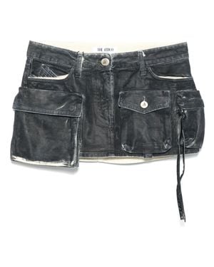 The Attico Mini Skirt With Button Fastening And Multiple Pockets - Black