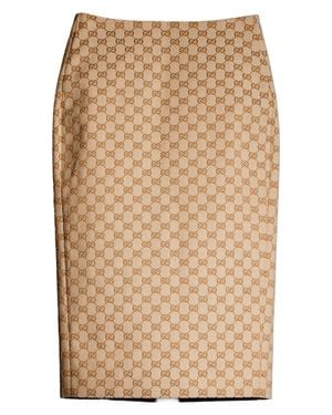 Gucci Sand Stretch Gg Cotton Canvas Unlined Back Vent Skirt - Natural