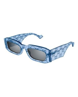 Gucci Gg Pattern Light Mini Sunglasses With Mirror - Blue