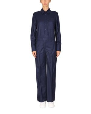 Stella McCartney Solid Shirt Collar Jumpsuit - Blue