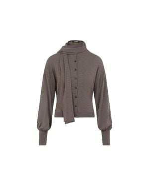 Jacquemus Losange Silk Blend Cardigan Sweater - Brown