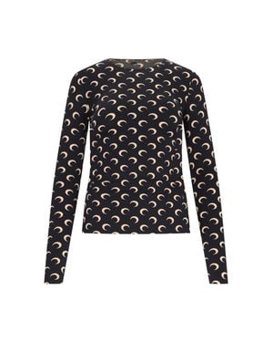 Marine Serre Slim Fit Moon Top - Black