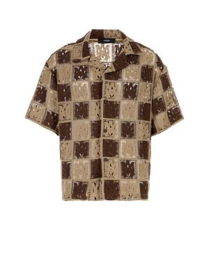 Amiri Oversized Crochet Shirt - Brown