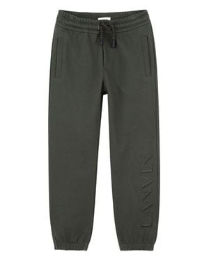 Lanvin Logo Design Cuffed Hem Pants For Boys - Gray