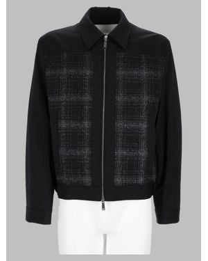 DSquared² Plaid Panel Zip Front Jacket - Black