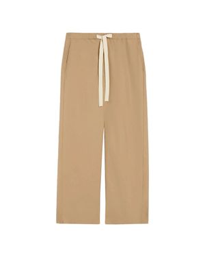 Max Mara Straight Leg Cotton Pants - Natural