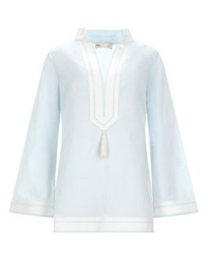 Tory Burch Cotton Tory Tunic Shirt - Blue