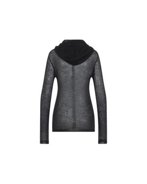Rick Owens Loose-Fit Cashmere Hooded Long-Sleeve Top - Black