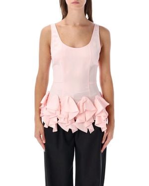 OperaSPORT Ruffled Peplum Sleeveless Top - Pink