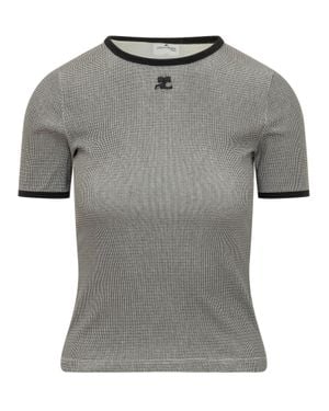 Courreges Chic Houndstooth Mini T-Shirt - Gray