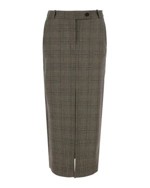 Pinko Wool-Blend High-Waist Pleated Mini Skirt With Stripe Motif And Back Logo Patch - Green