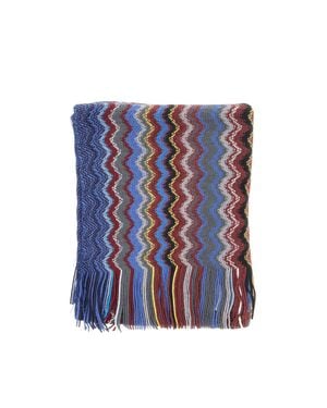 Missoni Wool-Acrylic Knit Scarf - Blue